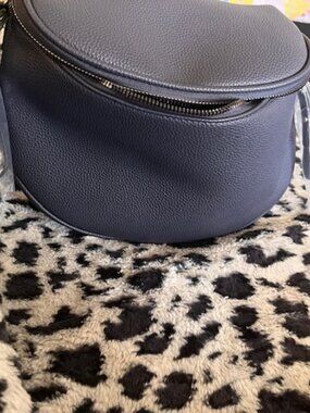 Navy Pebble Leather Bum Bag with Strap and Coin Purse  New